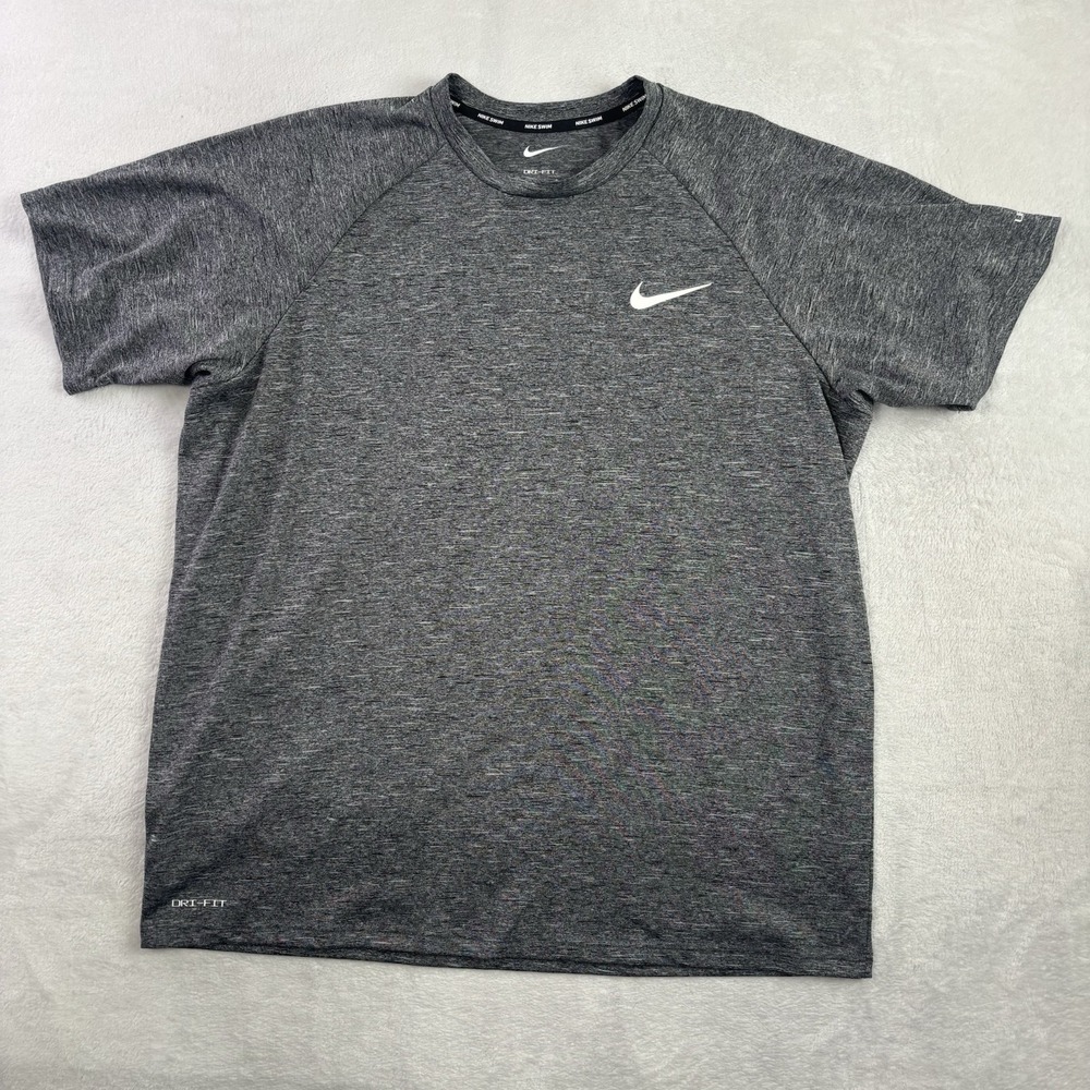 Nike Dri-Fit Swim Grey Short Sleeve Activewear Athletic Shirt Men's Large UPF 40